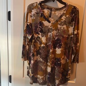 Autumn Floral V-Neck Long Sleeve Top